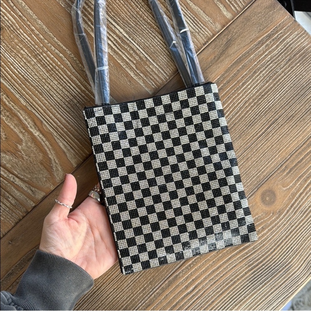 BNWT Mango Rhinestone Checkered Purse